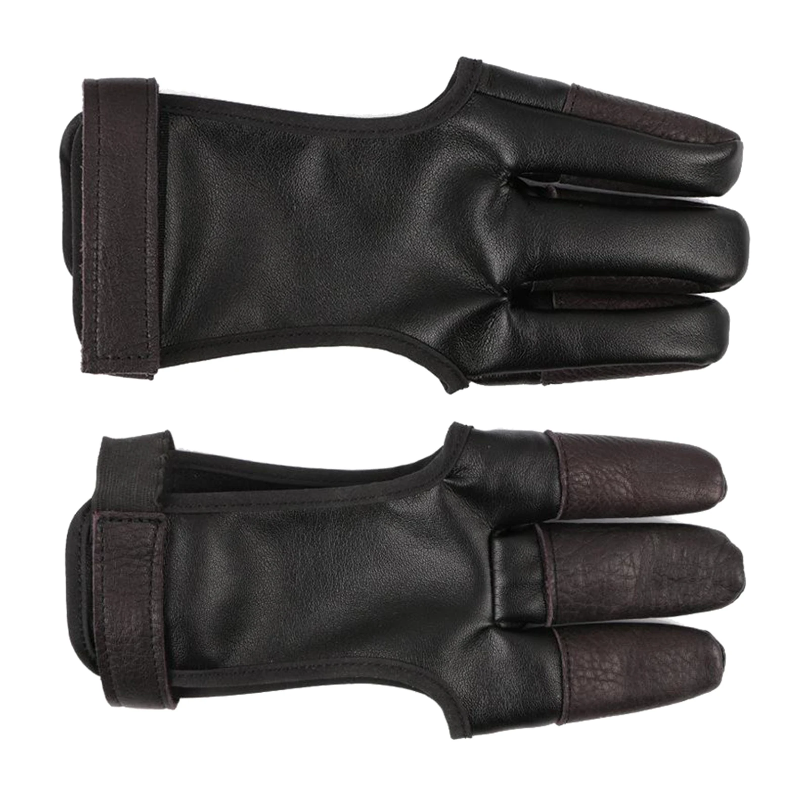 1 Piece leather archery gloves 3-finger left right archer fingers tab training aids recurve compound hands fingers protector