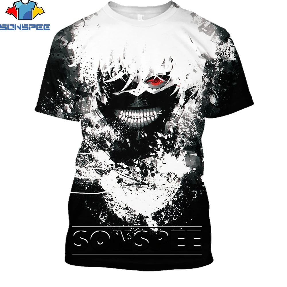 

SONSPEE 3D Tokyo Ghoul Cartoon Anime Fashion Casual Loose Original Collar T-shirt Men and Women Passionate Trend Personality Top