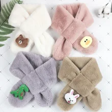 Шарф для родителей и детей, плюшевый шарф с имитацией кроличьего меха, шарф для мальчиков и девочек, осенне-зимний теплый шарф