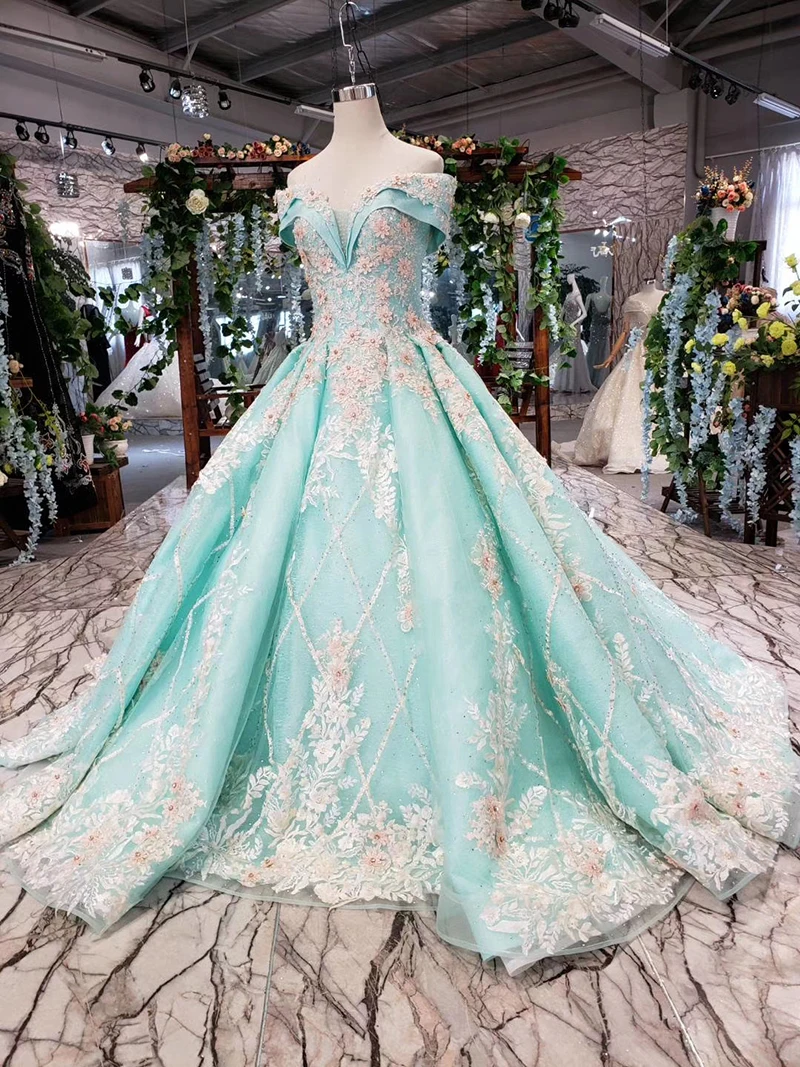HTL154-1 color formal dress off shoulder sweetheart applique lace evening dress long bride dress party kleider damen abendkleid (1)