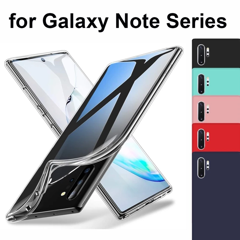 Мягкий ТПУ чехол для samsung Galaxy Note 10 Plus 9 8 5 Силиконовый противоударный с защитой от