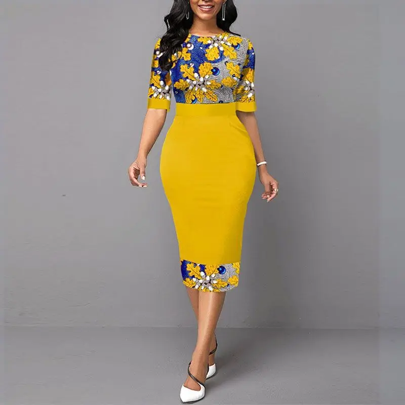 yellow work dress