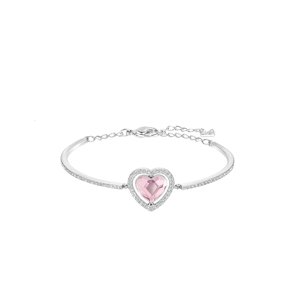 

High Quality SWA original 925100% silver new charm pulp-shaped heart-shaped pink zircon-shaped
