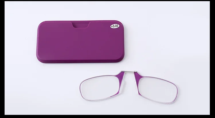 purple 2 Горячая Распродажа, два стиля, мини-очки для чтения с зажимом на носу 1,0-3,5, портативные очки для дальнозоркости и чехол - Цвет оправы: purple 2