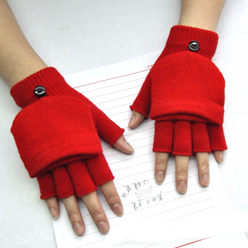 ski gloves mens Women Men Fingerless Gloves Solid Color Half Finger Knitted Mittens Winter Soft Warmer Unisex Basic Female Gloves Guantes hand gloves for men Gloves & Mittens