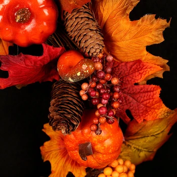 

Christmas Halloween Decor Fall Pumpkin LED Light Wreath Autumn Maple Leaf Garland Timeless Seasonal Festive Home Decor Elegant