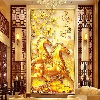

RAILONCH Diamond Embroidery Golden Horse Diamond Painting Full Round/Square Drill Diamond Mosaic Cross Stitch Christmas Gifts
