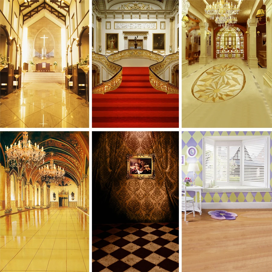 Nitree фотостудия фотография Фон помещения Золотой зал HD узор Виниловый фон ткань