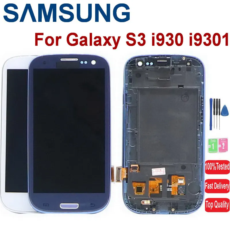 Дигитайзер сенсорного экрана с рамкой для Samsung Galaxy S3 i9300 i9301 i9301i i9305 ЖК дисплей