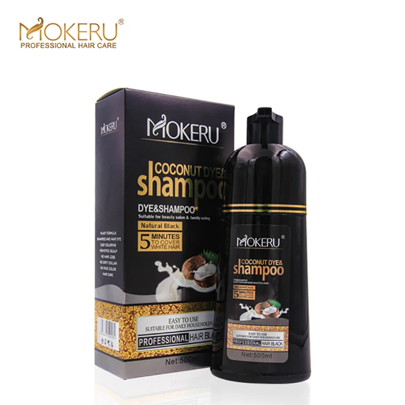 Goede Mokeru 1Pc 500ml Langdurige Permanente Haarverf Shampoo Geen Schade Aan Huid Pure Natuurlijke Kokosnoot Haar Kleur dye Shampoo voor Vrouwen