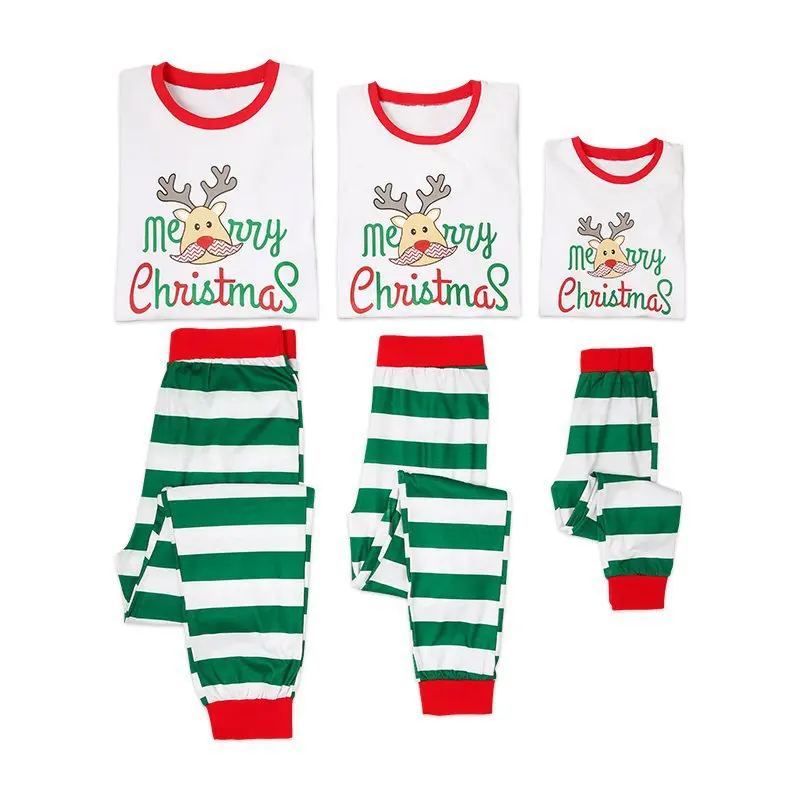 

New De Family Matching Christmas Pajama Set Clothes for Mom Dad and Children Printed Warm Sweatshirt and Pants 2 Pack