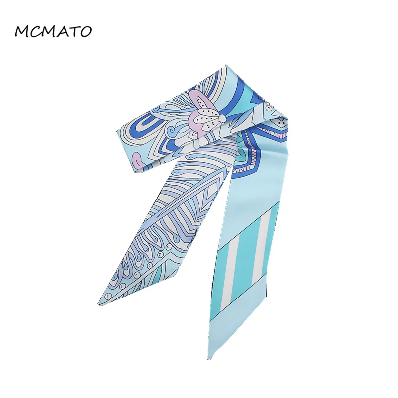 

88cm*5cm 2020 New Design Brand Scarf Women Fashion Neckerchief Skinny Silk Scarves Ladies Handbag Ribbons Head Scarf Womens Tie