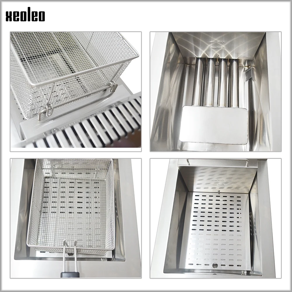 XEOLEO 18L Commercial Gas Deep Stainless Steel Fried Chicken Machine Single Tank Basket Home Appliance Kitchen Food Processor