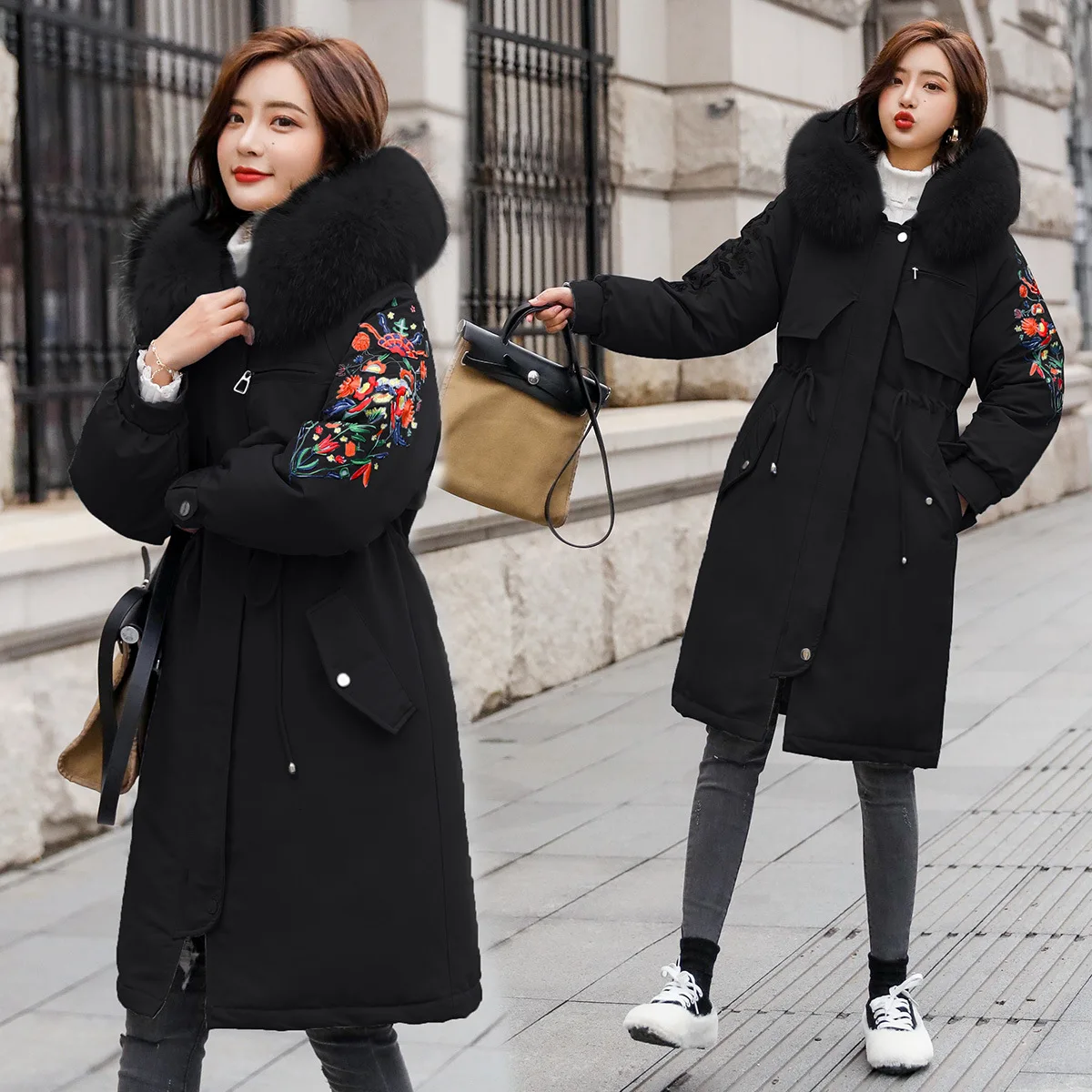 

Cotton-padded Jacket Women's 2018 New Style Mid-length Korean-style down Feather Cotton-padded Clothes down Coat over-the-Knee T