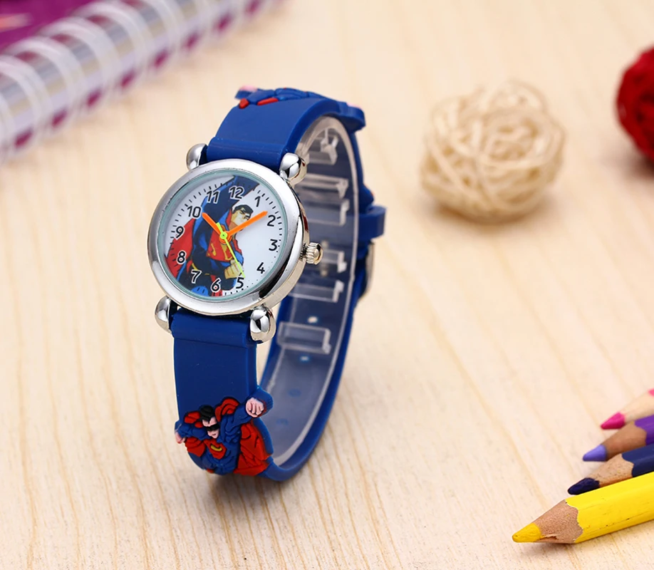 Детские часы «Капитан Америка», милые кварцевые часы для девочек с резиновым рисунком, повседневные студенческие наручные часы для мальчиков, Montre Enfant