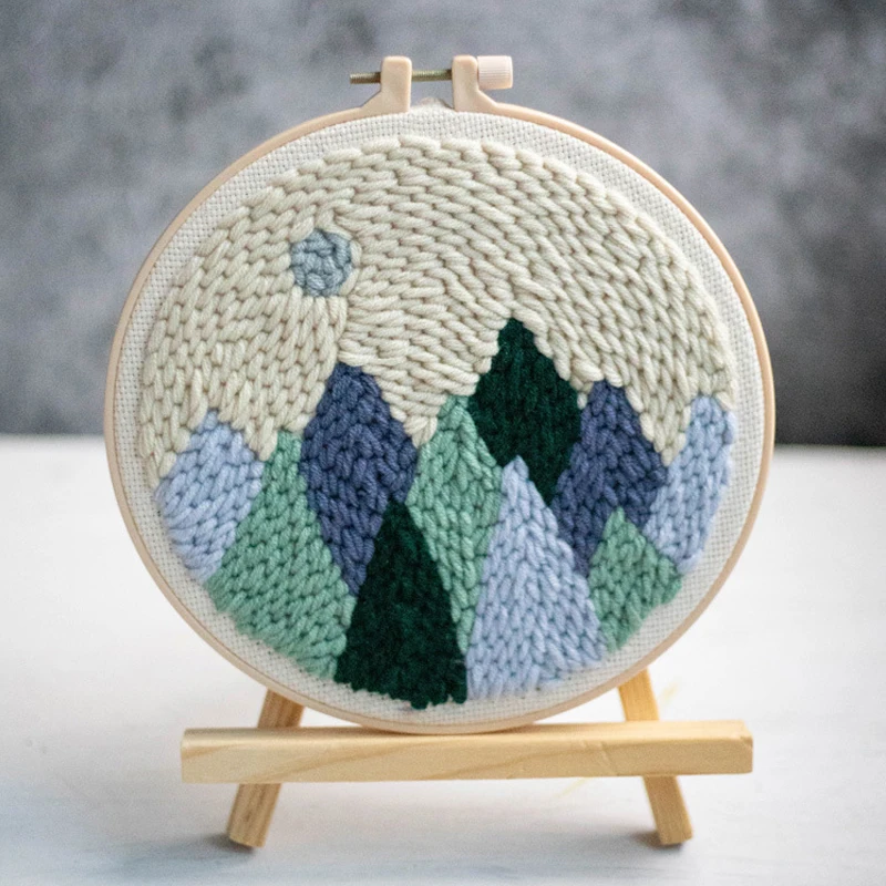 Набор для вышивания с иглой, рисунок гор, Набор для вышивания крестиком для начинающих, ручной работы, украшение для дома - Цвет: C-1 mountain