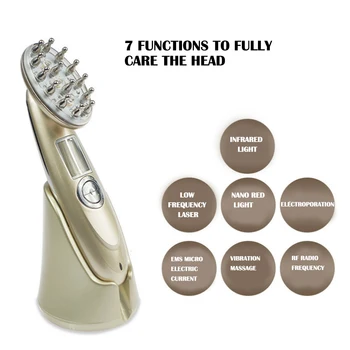 

1 Pcs New Hair Combing Beauty Equipment RF Radio Frequency Micro Current EMS Infrared Laser Vibration Massage Comb Hairdresser