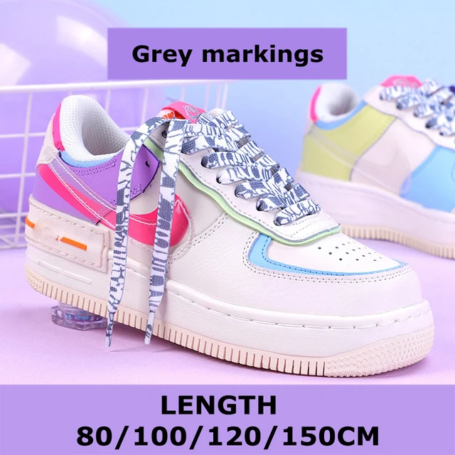 Flat Shoelaces Rainbow Colour Shoe Laces Casual Canvas Shoes Colorful Shoelace Print Gradient Suitable for All Unisex 1 Pair Grey markings