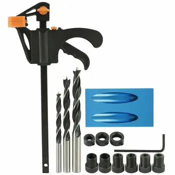 

15pcs Pocket Hole Jig 15° Kit Screw Dowel Drill Set Locator Joint Hole