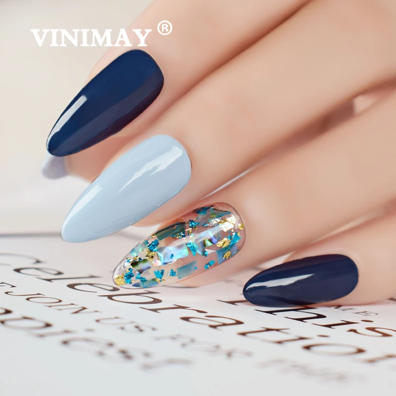 VINIMAY 18 색 청바지 블루 젤 매니큐어 바니시 네일 UV 젤락 젤 폴리쉬, 네일아트 프라이머 매니큐어 네일 젤 래크