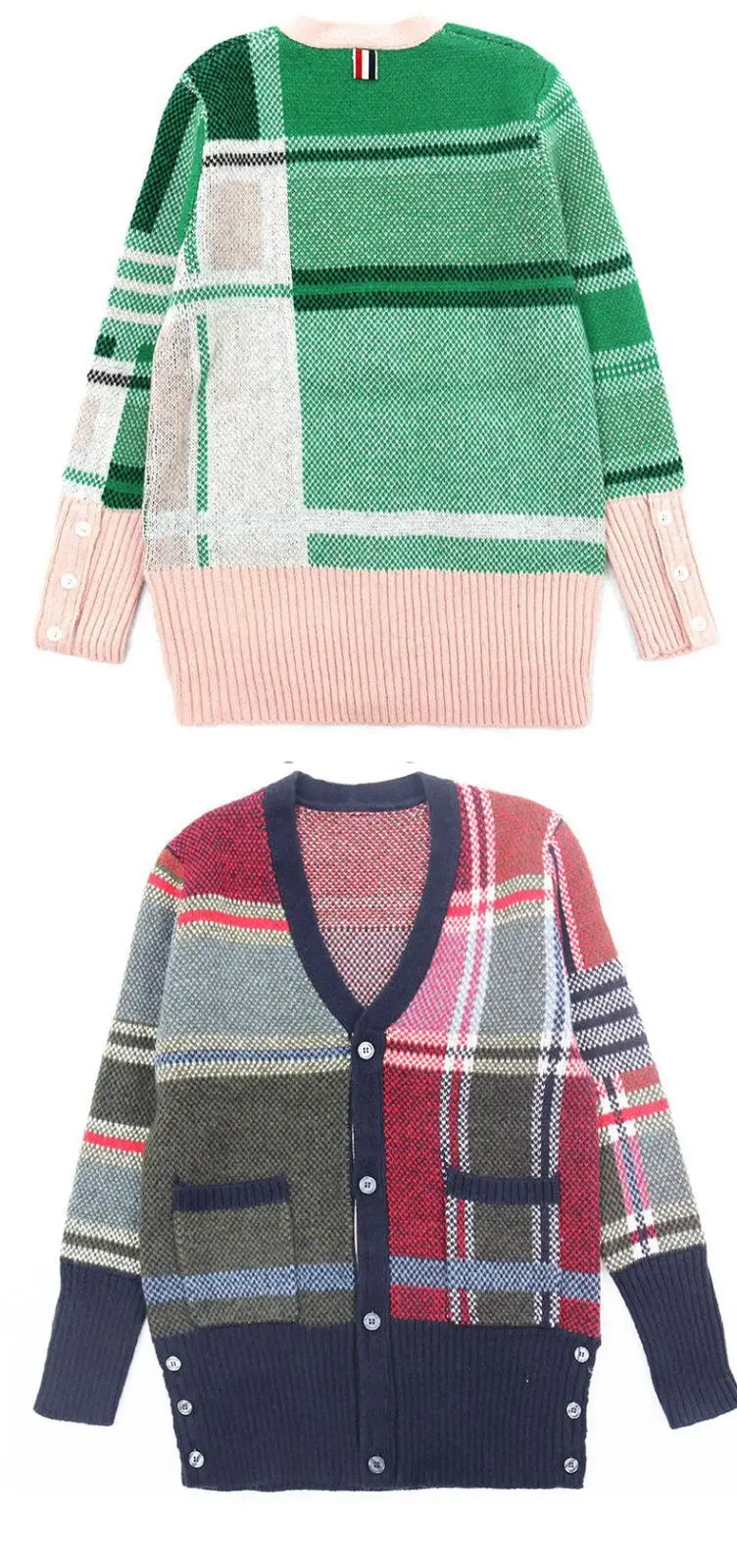 Decote em v Moda Marca Suéteres Feminino Solto Cardigans Roupas Listrado Algodão lã Xadrez Grosso Inverno Cabolsa Casual 2021 tb 3 decote em v cardigans roupas listrado algodão
