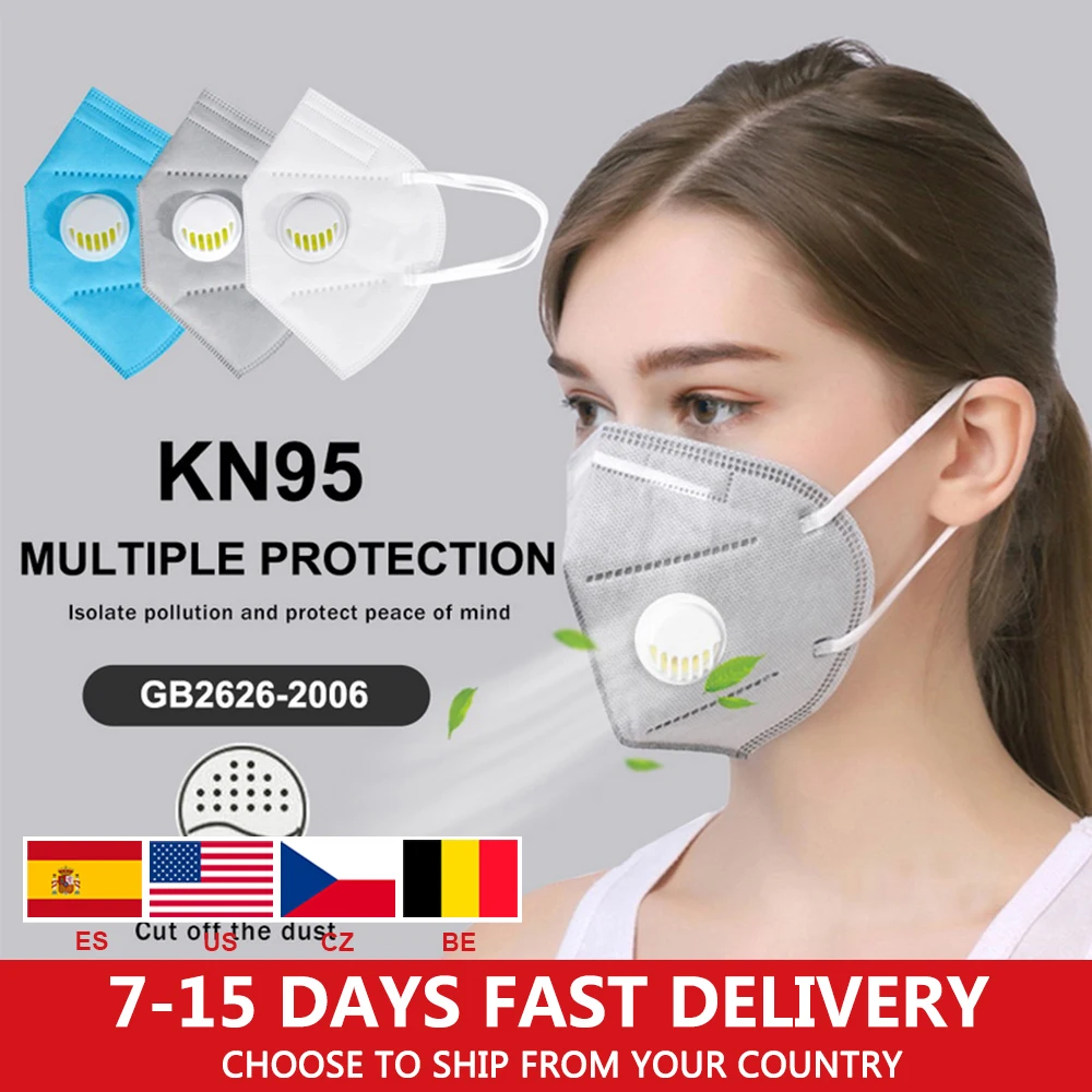 

Reusable KN95 Masks With Valve Breathable KN95 Mouth Mask Unisex KN95 Face Mask Fast Delivery Dropshipping