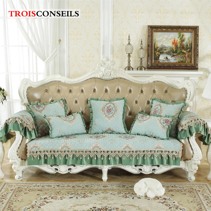 Lace Nonslip Chenille Sheep Cashmere Jacquard Sofa Cover Cama