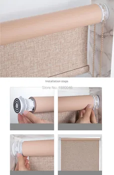 

Japanese style No Drilling window roller blinds Lmitating linen pattern blackout roller blinds for Living room, kitchen