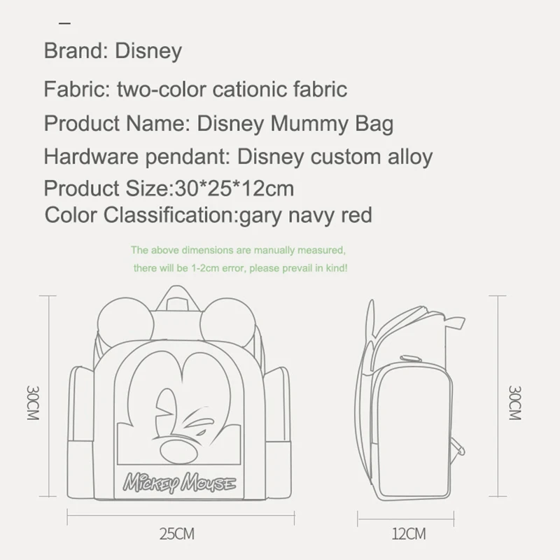 Сумка для подгузников disney, рюкзак, изоляционные сумки, Минни, Микки, большая емкость, для путешествий, Оксфорд, для кормления ребенка, Мумия, подгузник, сумка для обеденного стула