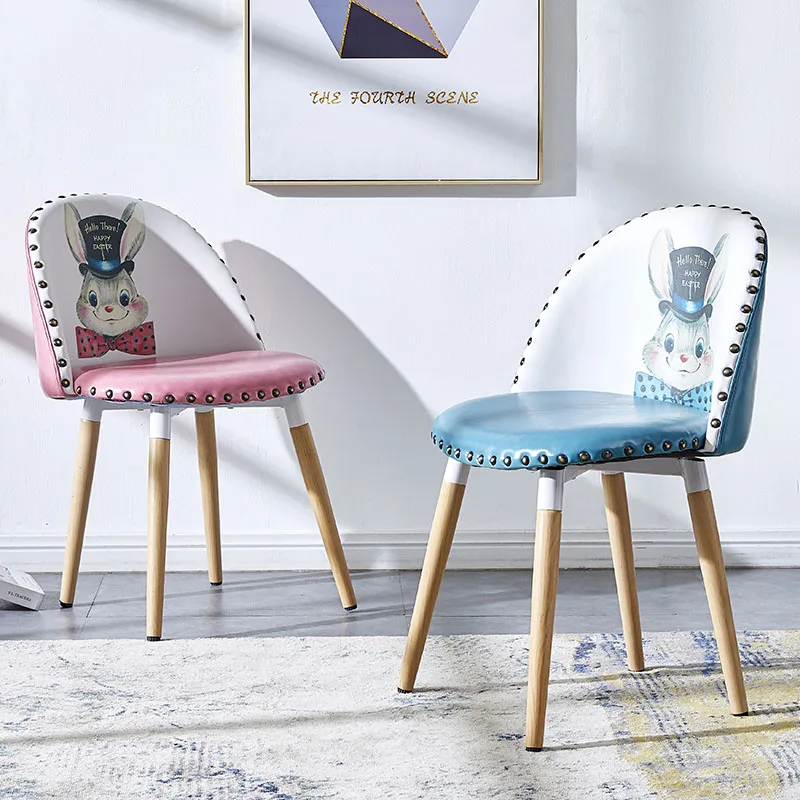 

Nordic INS Metal Leather Makeup Chair Dining Chairs for Dining Rooms Restaurant Furniture Living Room Kitchen Cafe Dining Chairs