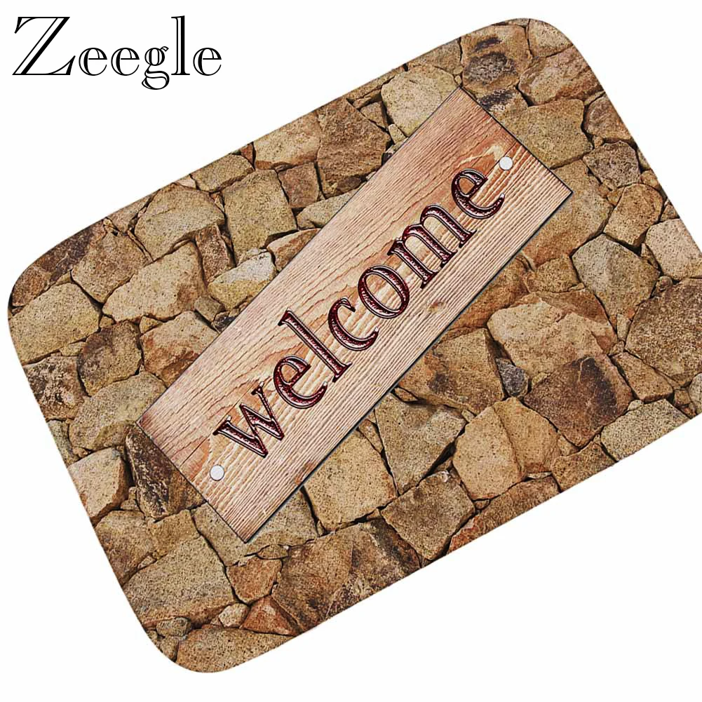 Zeegle Welcome Doormat Floor Mat Anti Slip Bathroom Doormat Shower Mat Hallway Carpet Flannel Soft Absorbent Outdoor Door Mat