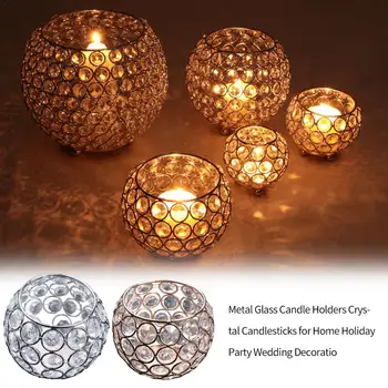 

Metal Glass Candle Holders Crystal Candlesticks Home Holiday Party Wedding Decoration Crystal Candlestick