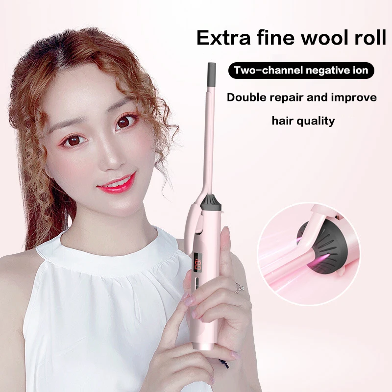 Automatic Curling Iron Flat Iron Curling Tongs Ceramic Anti-Scalding Liquid Crystal Display Rotating Wave Styler Hairdressing
