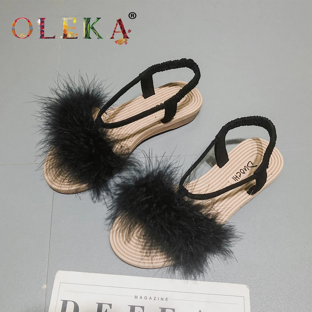 

OLEKA Women's Plush Summer Flat Sandals New Simple Fashion Breathable Comfortable Home Away Flip Flop AS146