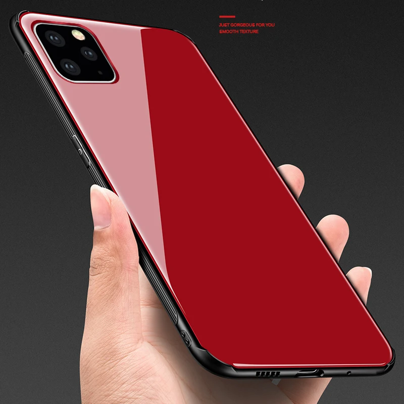 

Tempered Glass Case for IPHONE 11 2019 Hard Back Cover for IPHONE 11 Pro Max Soft Silicone Bumper For IPHONE 11 2019 Case