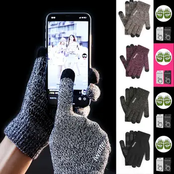 

Unisex Men Women Classic Gloves Touch Screen Winter Warm Wool Knitted Gloves
