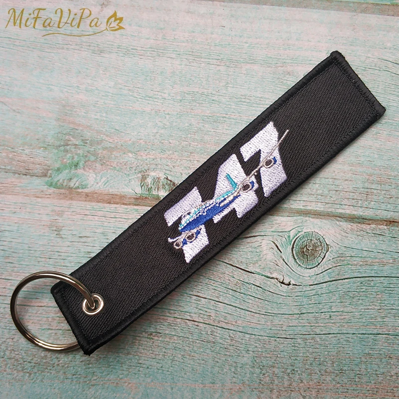 MiFaViPa Boeing 747 Fashion Trinket Airplane Keychain Strap Embroidery Aviation Key Chain for Men Gift Luggage Tag Keyrings | Украшения и