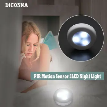 

PIR Motion Sensor 3LED Night Light Battery Operated Cabinet Corridor Lamp