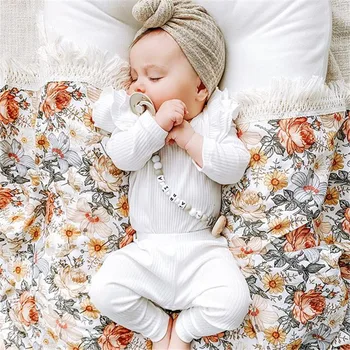 

Spring Autumn Newborn Infant Kids Baby Boys Girls Ribbed Knitted Ruffle Romper Tops Leggings Pants 2pcs Casual Outfits Sets