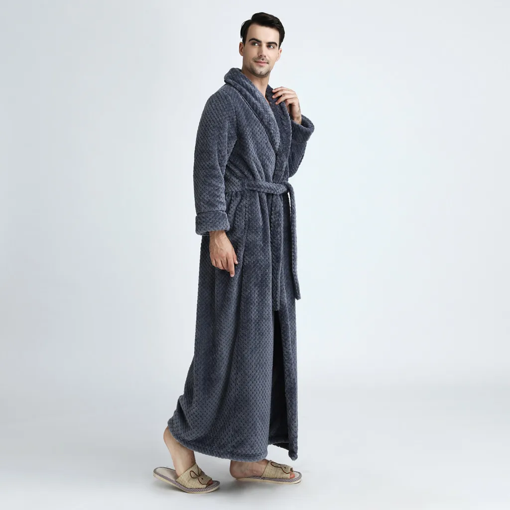 Зимний длинный халат, Мужская пижама, пижама банный халат, плотная фланелевая кимоно, homme d91116