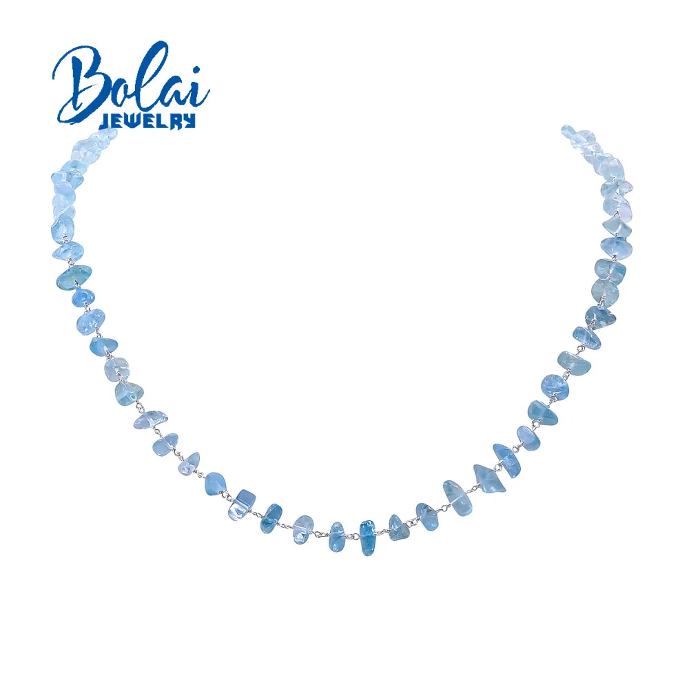 

Bolaijewelry, новинка 2021, 925 пробы, серебро, ручная работа, аквамарин, необработанные драгоценные камни, ожерелье, уникальный дизайн изысканных ювелирных изделий