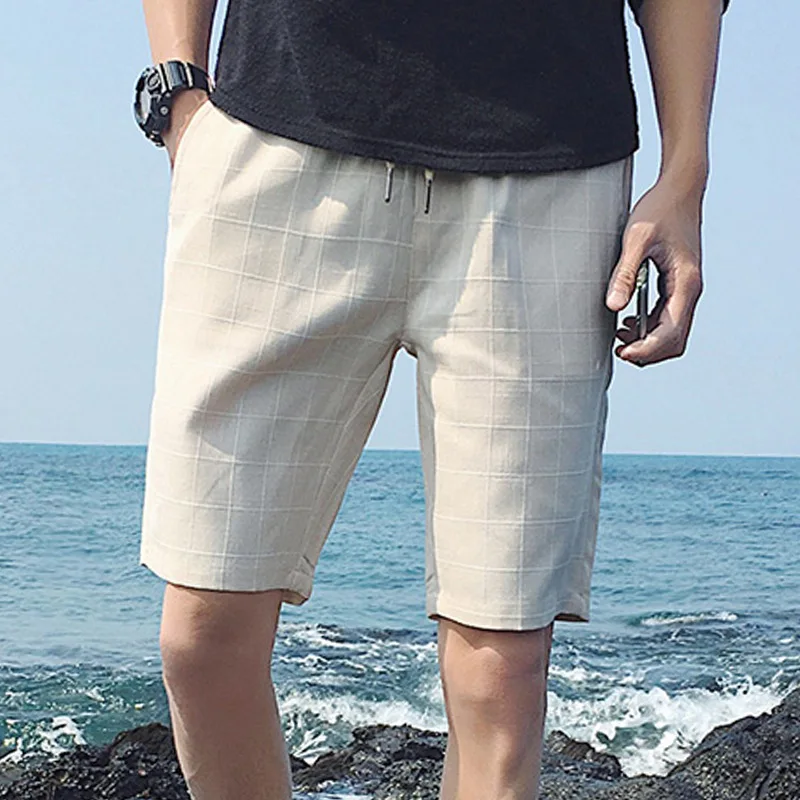 Blog Summer Men's Korean Version of The Slim Plaid Casual Shorts Men's Pants Summer Five-point Pants Thin Section Trendy Pants