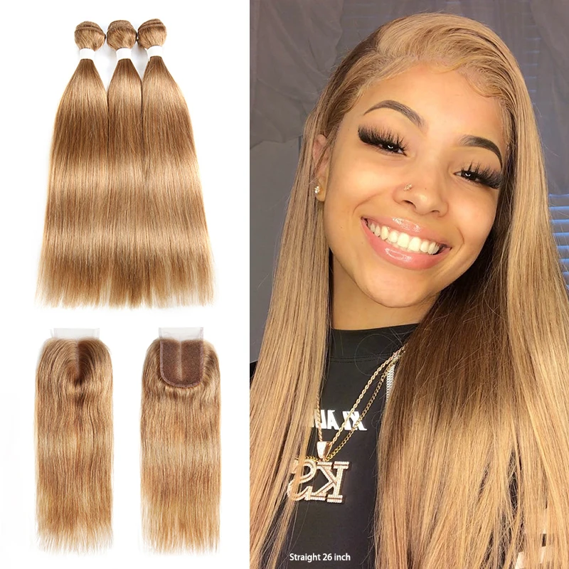Discount Human-Hair-Bundles Closure Straight KEMY Pre-Colored Brazilian Brown with 4x4/Kemy/Pre-colored/.. ABNA1Jjx