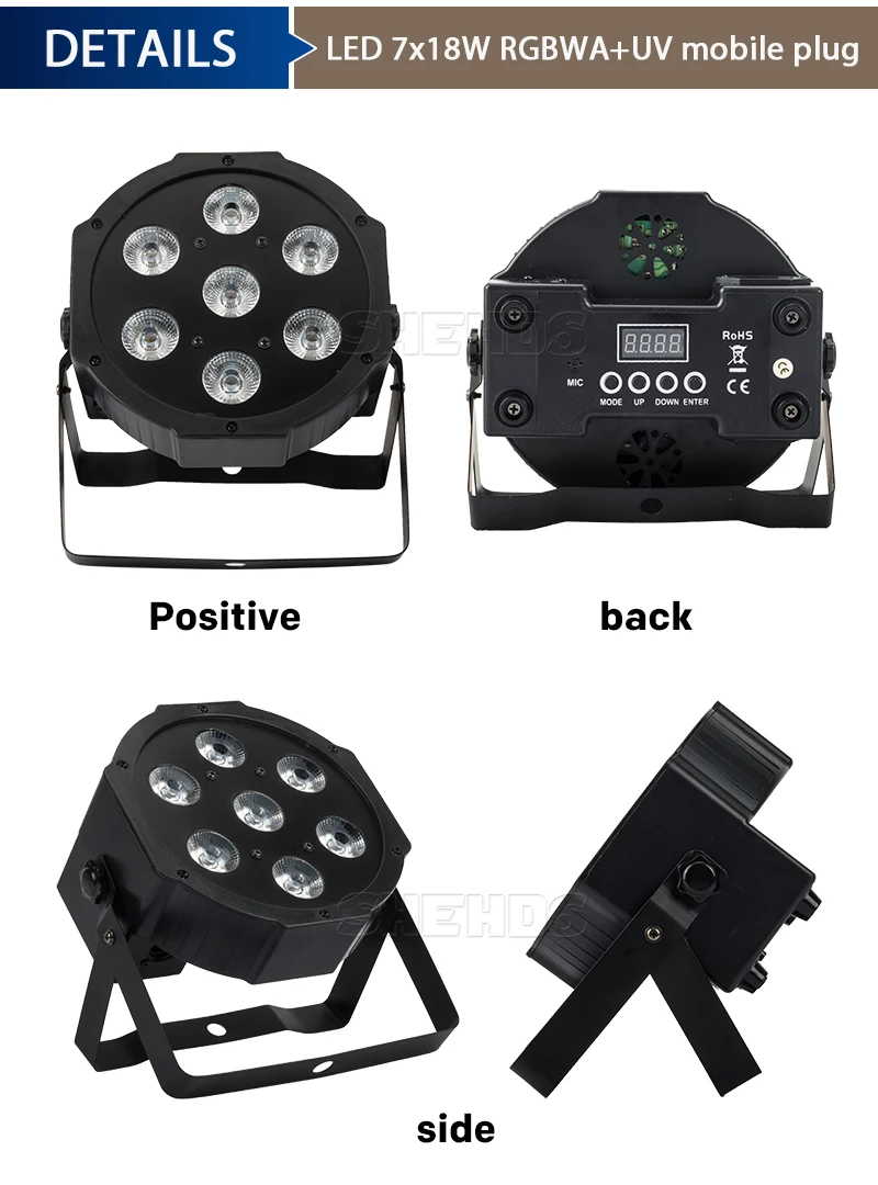 Rgbwa + uv Efeito de Luz Par com Dmx512 Stage Wash dj Luz Disco 7x12w 54x3w 12x3w Mini Spotlighting 10w Pcs Led 7 1x18w 6in1 12 Luz de led para palco com dmx512
