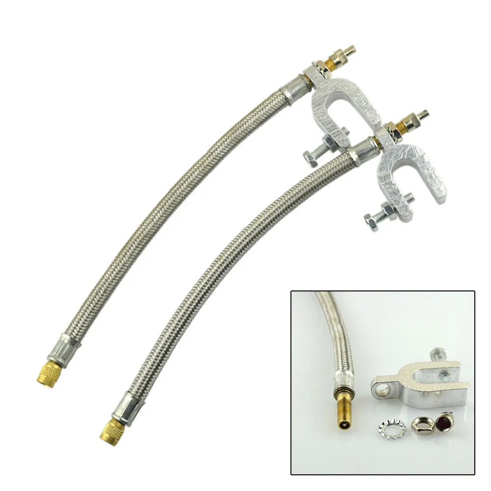 

2Pcs Flexible Braided Stainless Steel Extended Nozzle Sozzle Hose Car Wheels Tyre Valve Stems Extensions Tube Adapter
