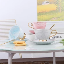 Золотая линия чайная чашка с блюдцем наборы 250 мл винтажный костяной фарфор мраморный узор чайная чашка домашняя офисная, фарфоровая кофейная чашка большие подарки