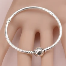 925 пробы, Серебряный Классический подлинный Браслет с бантом, женский шарм, модный, сделай сам, ювелирное изделие