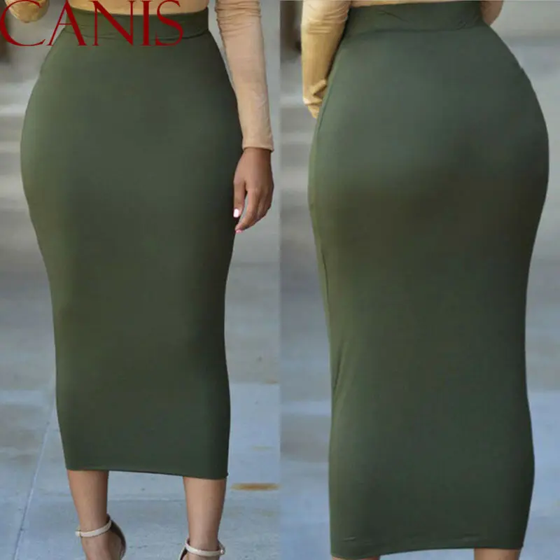 Women Skirt Solid Color Pencil Skirt Female Autumn Winter High Waist Bodycon Vintage Thick Stretchy Skirts Skirt Hot faldas