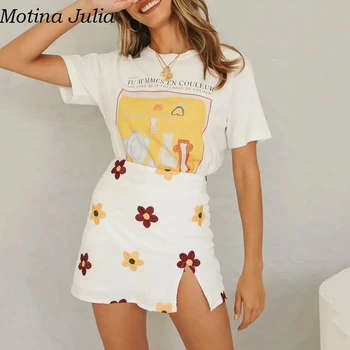 

Motina Julia Sexy floral embroidery short skirt Summer elegant casual cute high waist skirt Cool chic womens skirts bottom