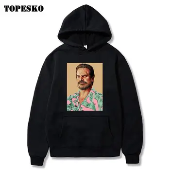 

TOPESKO 2020 Fashion Hoodies Men Stranger Things Hopper Graphic Sweatshirts Hooded Winter Tumblr Pullovers